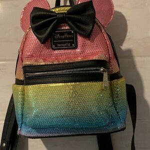 Loungefly Disney Parks Sequin Backpack - Pink, Yellow, Blue